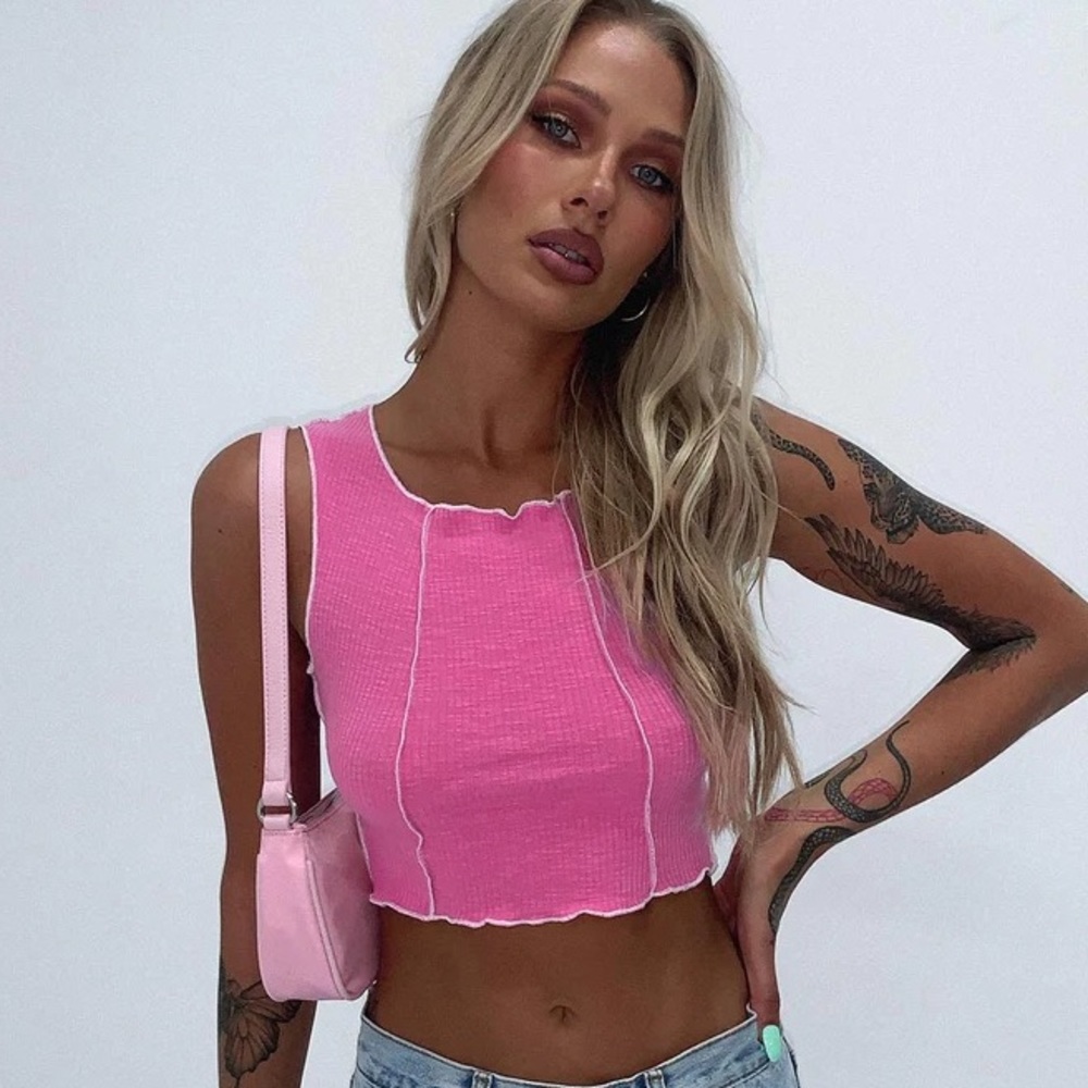 Princess Polly pink and white Christa Tank Top